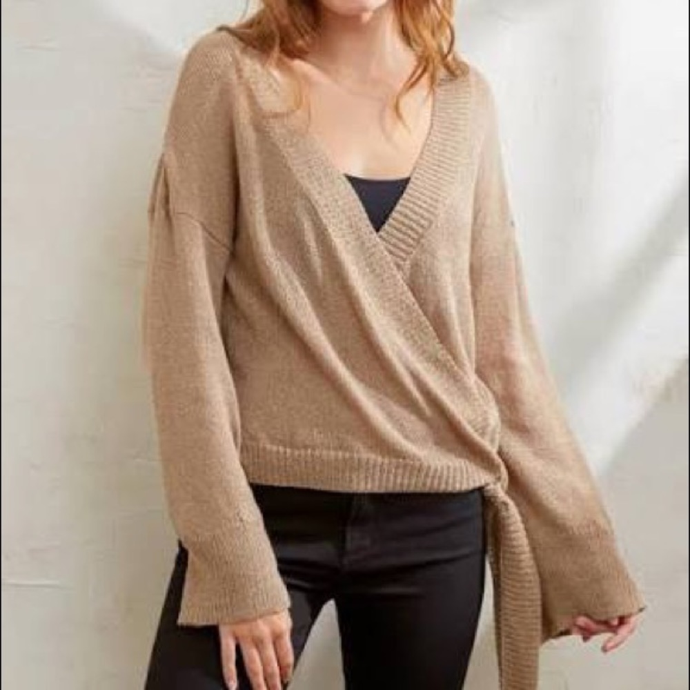 Neely Taupe Wrap Sweater